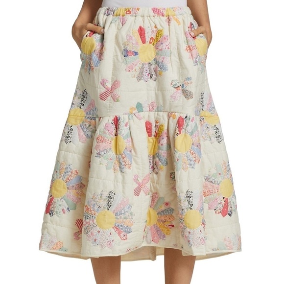 Sea New York Linden Patchwork Quilted Ruffle Hem Midi Skirt - Picture 4 of 16